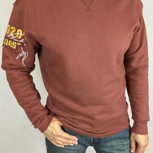 Reebok rare design vintage pullover crew neck Rusty brown colour ripped fabric